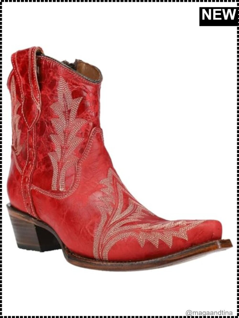 Corral Embroidered Snip Toe Ankle Bootie Leather Casual Pull-On